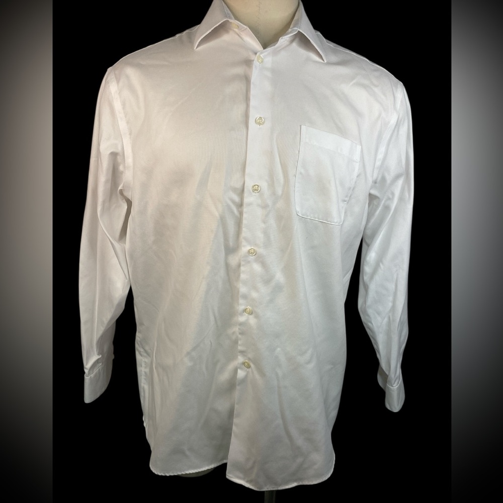 Pronto Uomo White Long-Sleeve Point Collar Dress Shirt